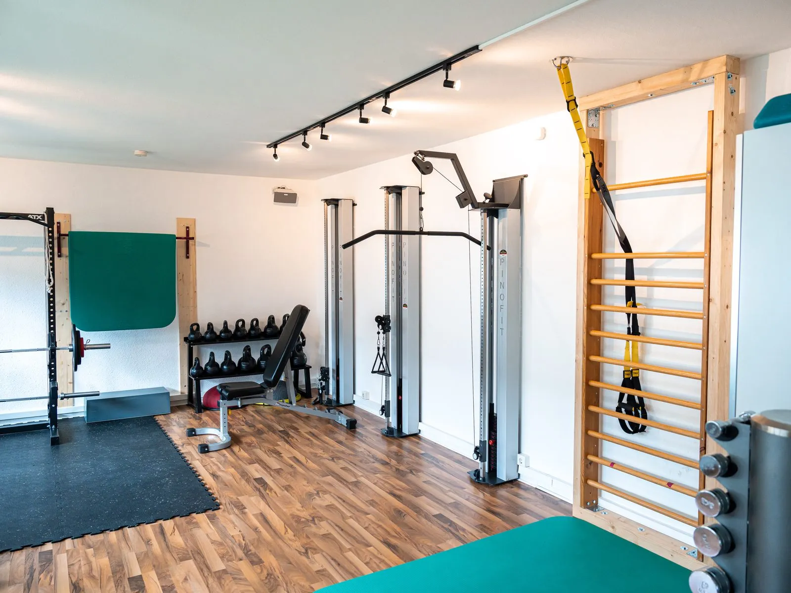 Funktionsbereich mit Rack, Kabelzug, Sprossenwand und TRX im Trainingszentrum Mettmann